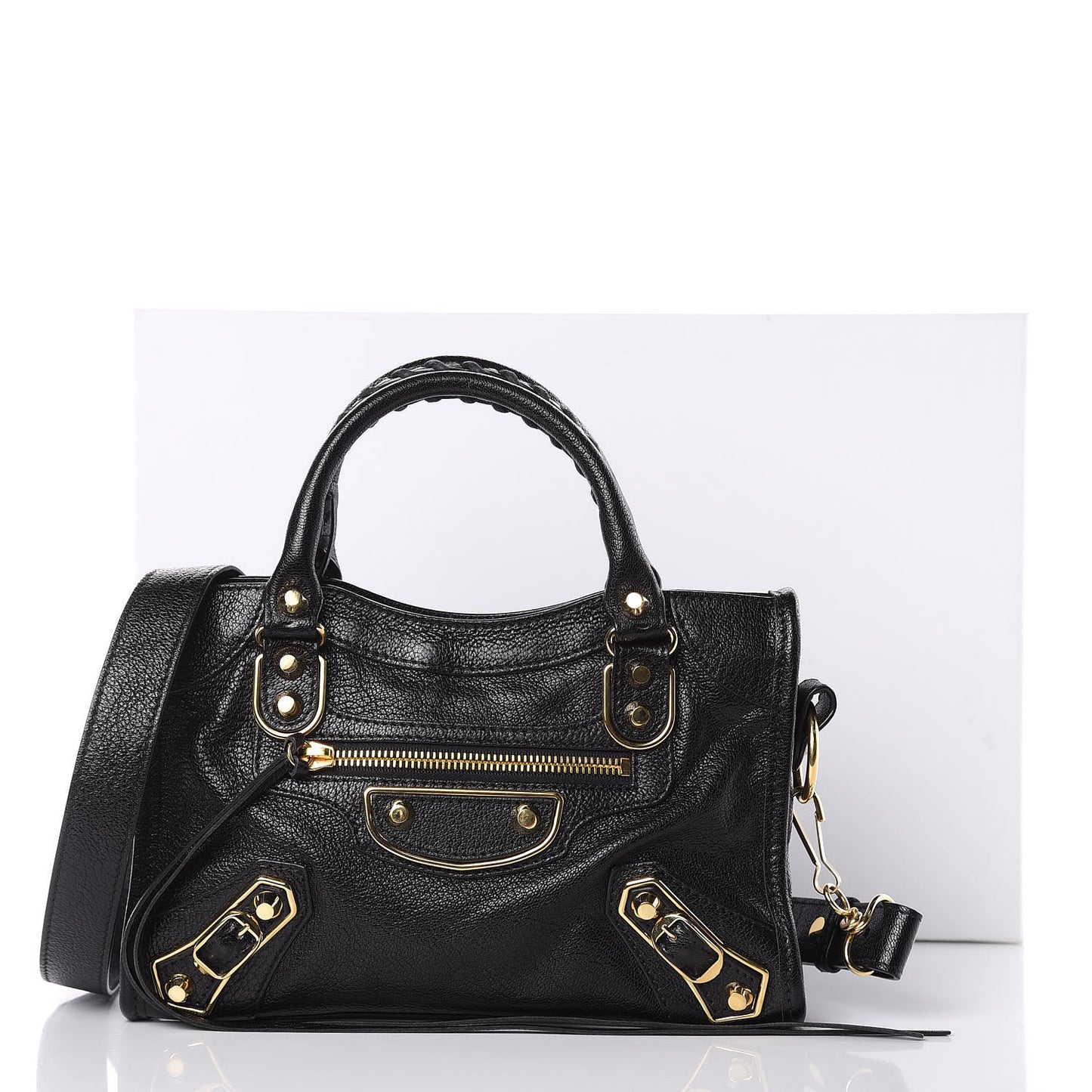 Chevre Gold Metallic Edge Hardware Mini City Black