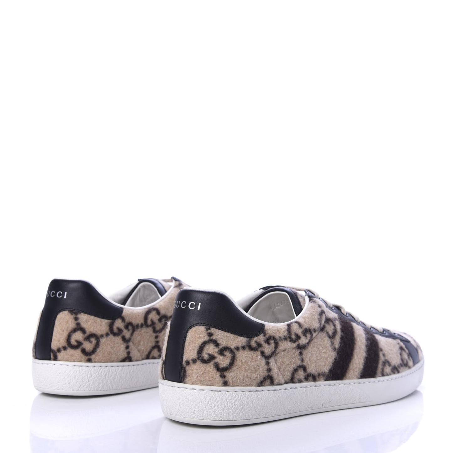 Covered Wool Big GG Monogram Mens Sneakers 11 Beige Black