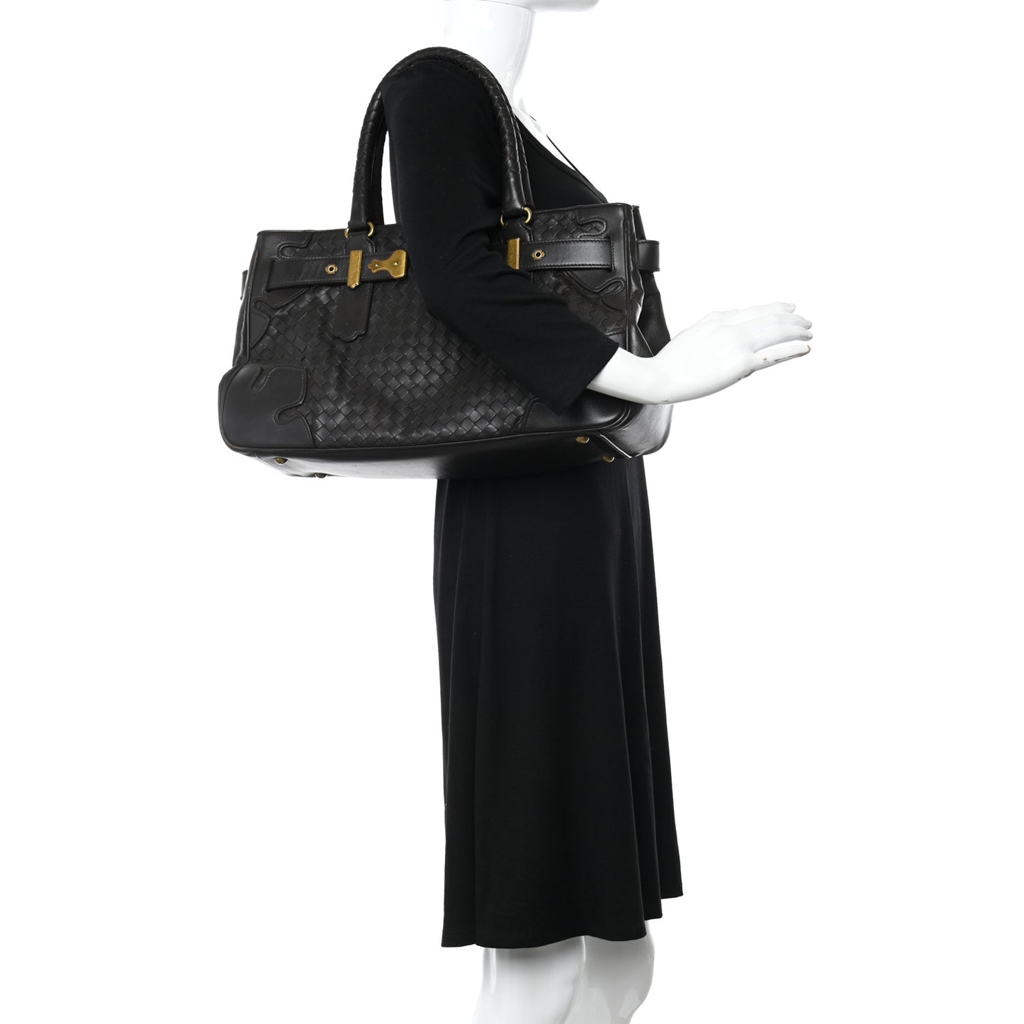 Nappa Intrecciato Shoulder Bag Moro