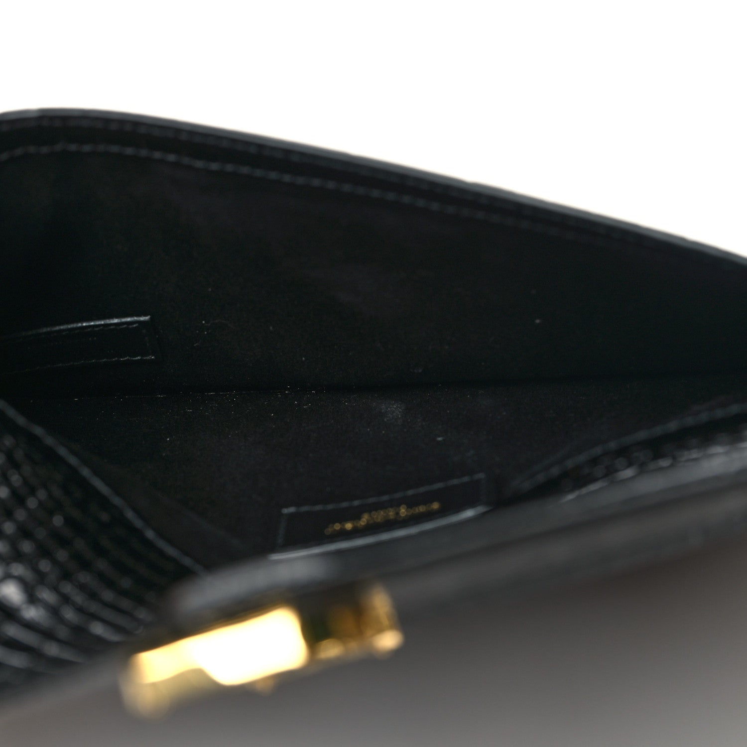 Saint Laurent Calfskin Crocodile Embossed Uptown Monogram Pouch Black 5 of 10