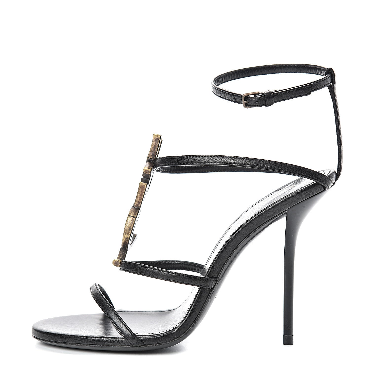 Saint Laurent Calfskin Cassandra 110 Sandals 36.5 Black 1 of 8