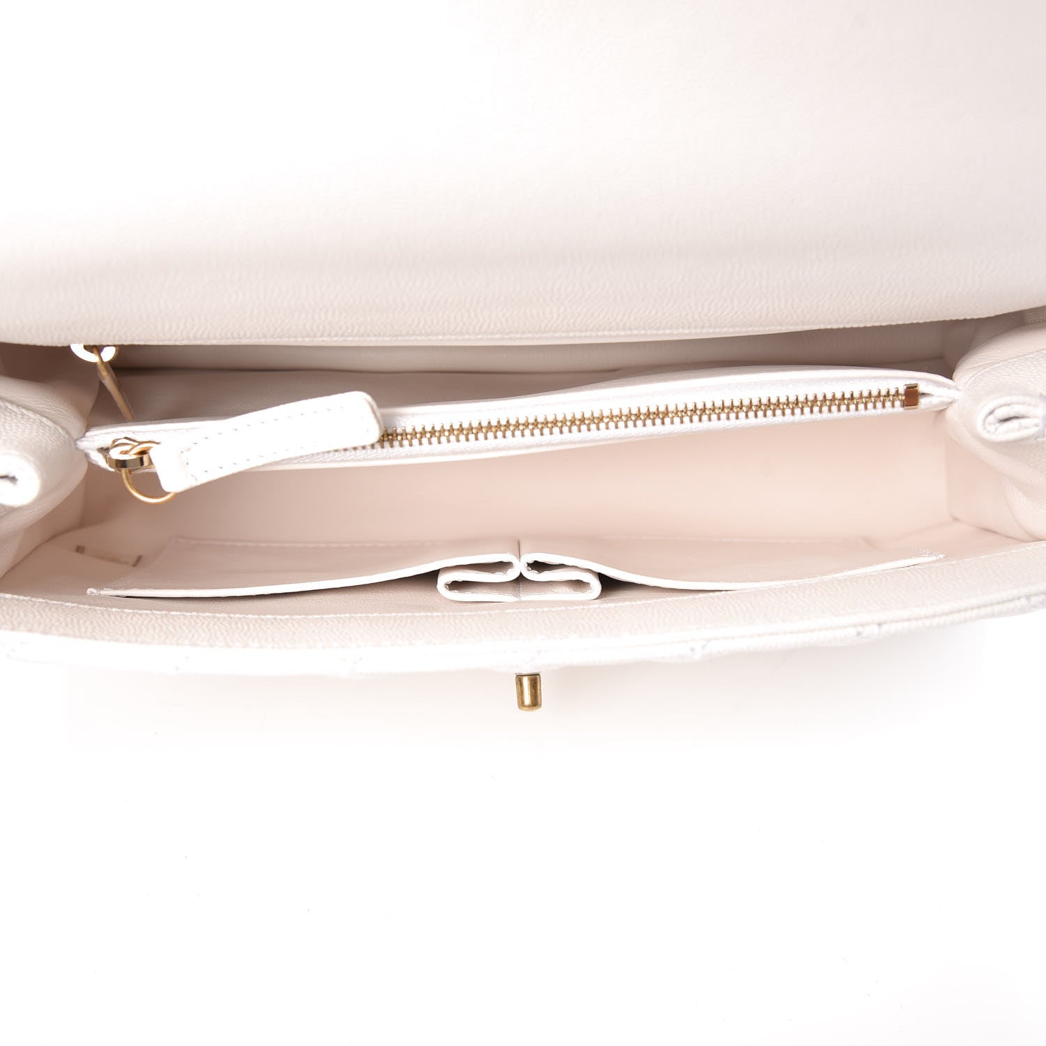 Chanel Caviar Lizard Quilted Small Coco Handle Flap White Beige 5 of 10