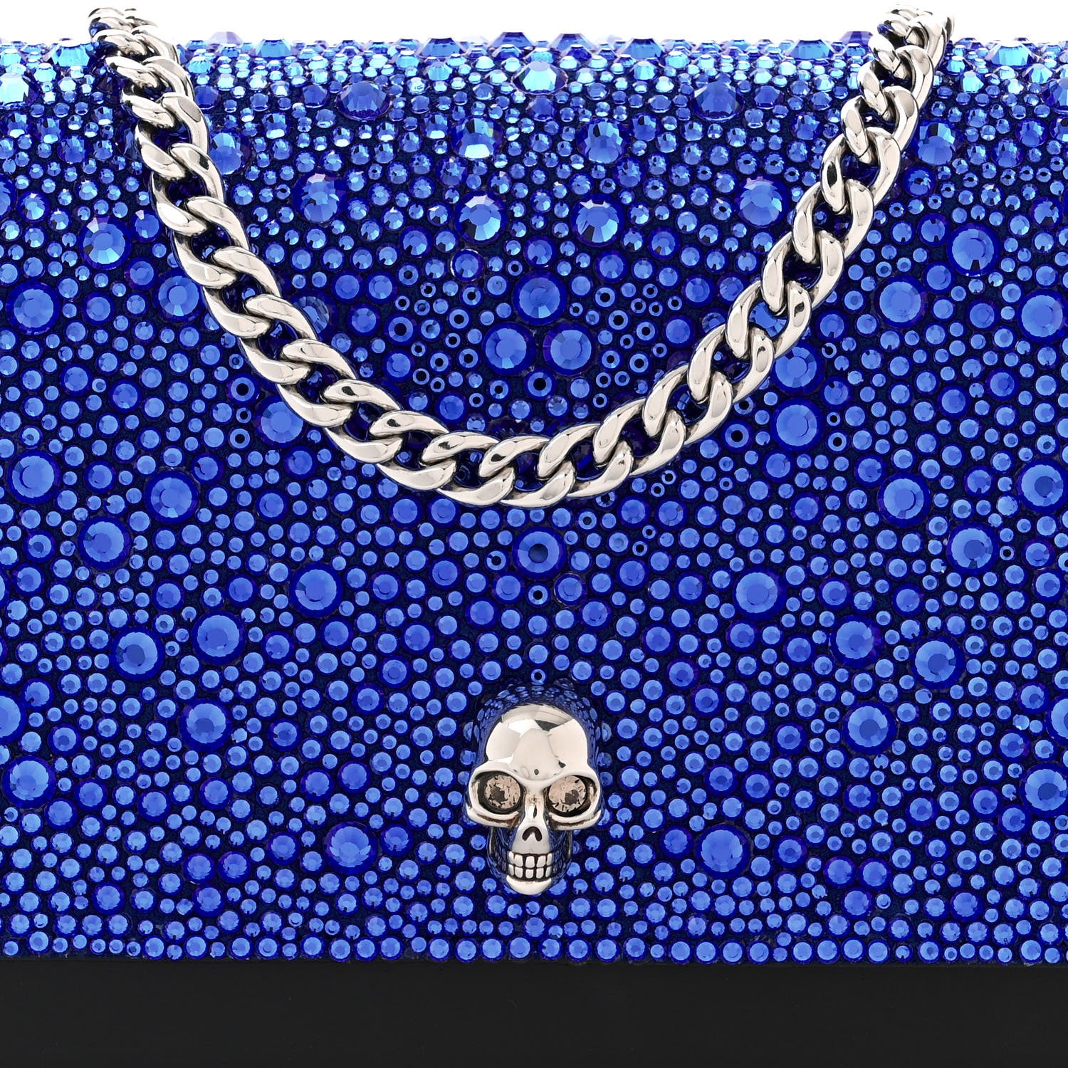 Alexander McQueen Calfskin Crystal Skull Mini Crossbody Bag Electric Blue 7 of 10