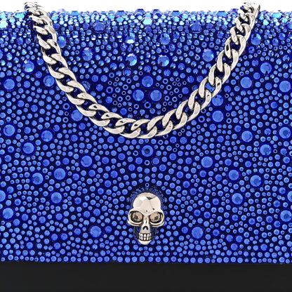 Alexander McQueen Calfskin Crystal Skull Mini Crossbody Bag Electric Blue 7 of 10
