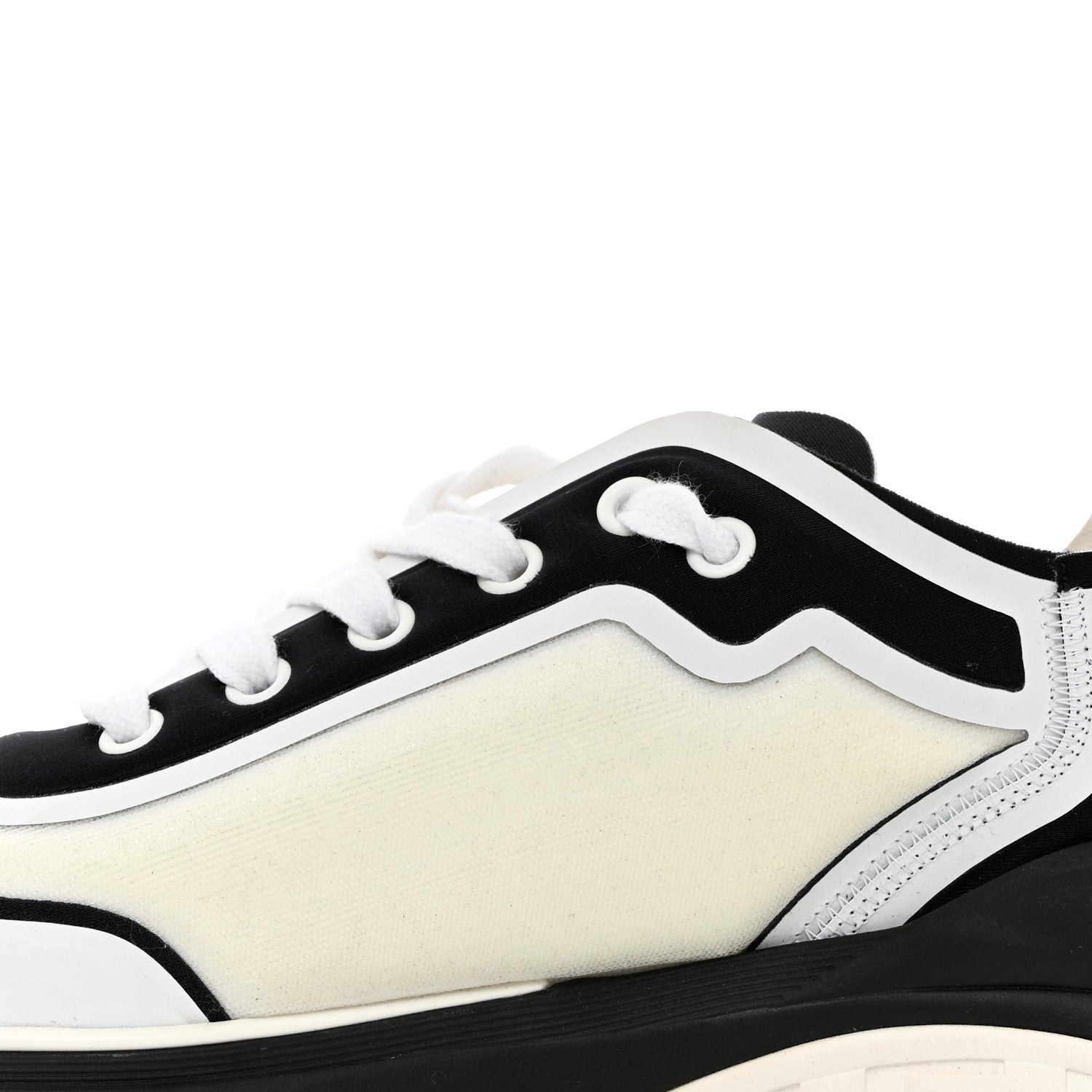 Chanel Lycra Womens CC Sneakers 39.5 White Black 8 of 8