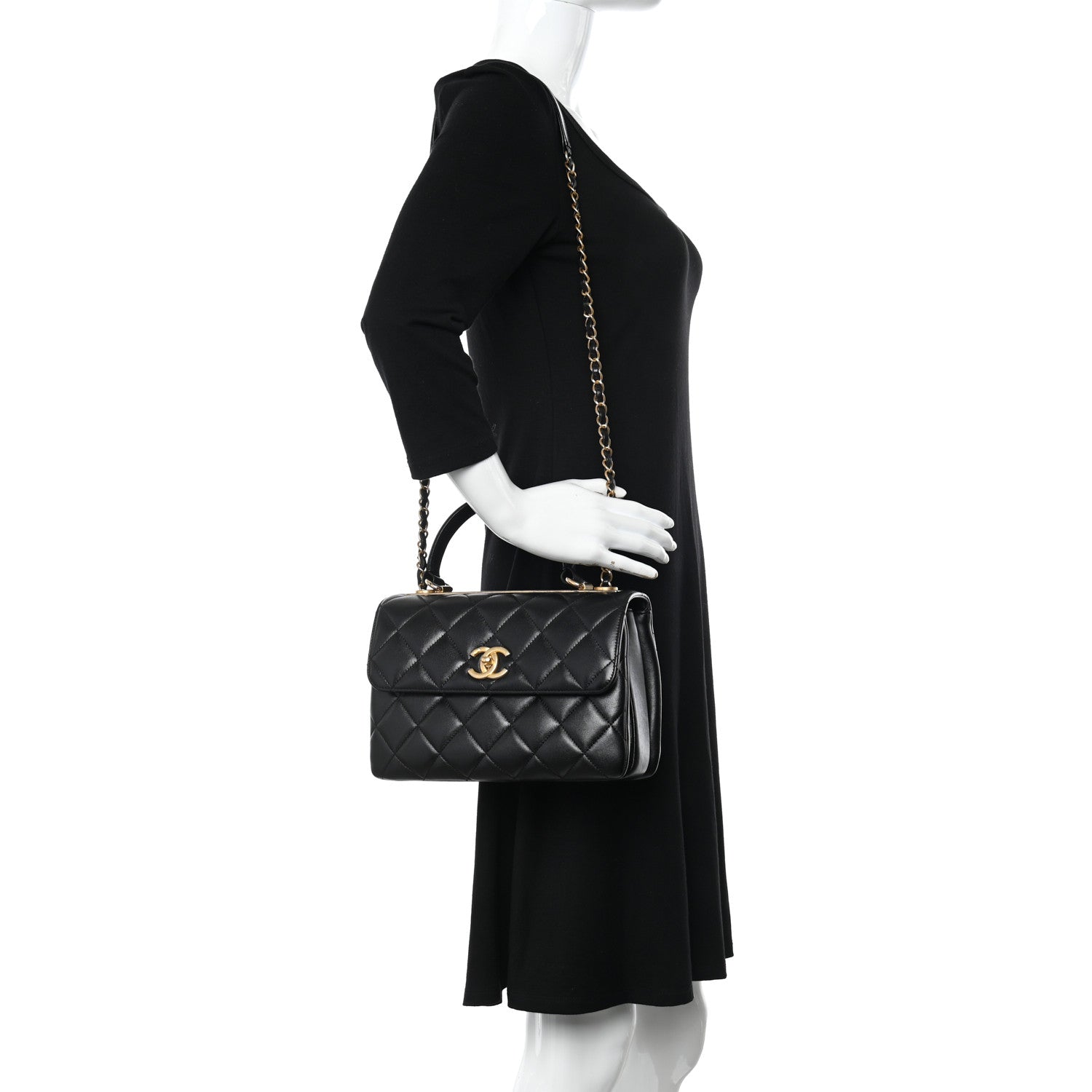 Chanel Lambskin Quilted Small Trendy CC Dual Handle Flap Bag Black 2 of 10