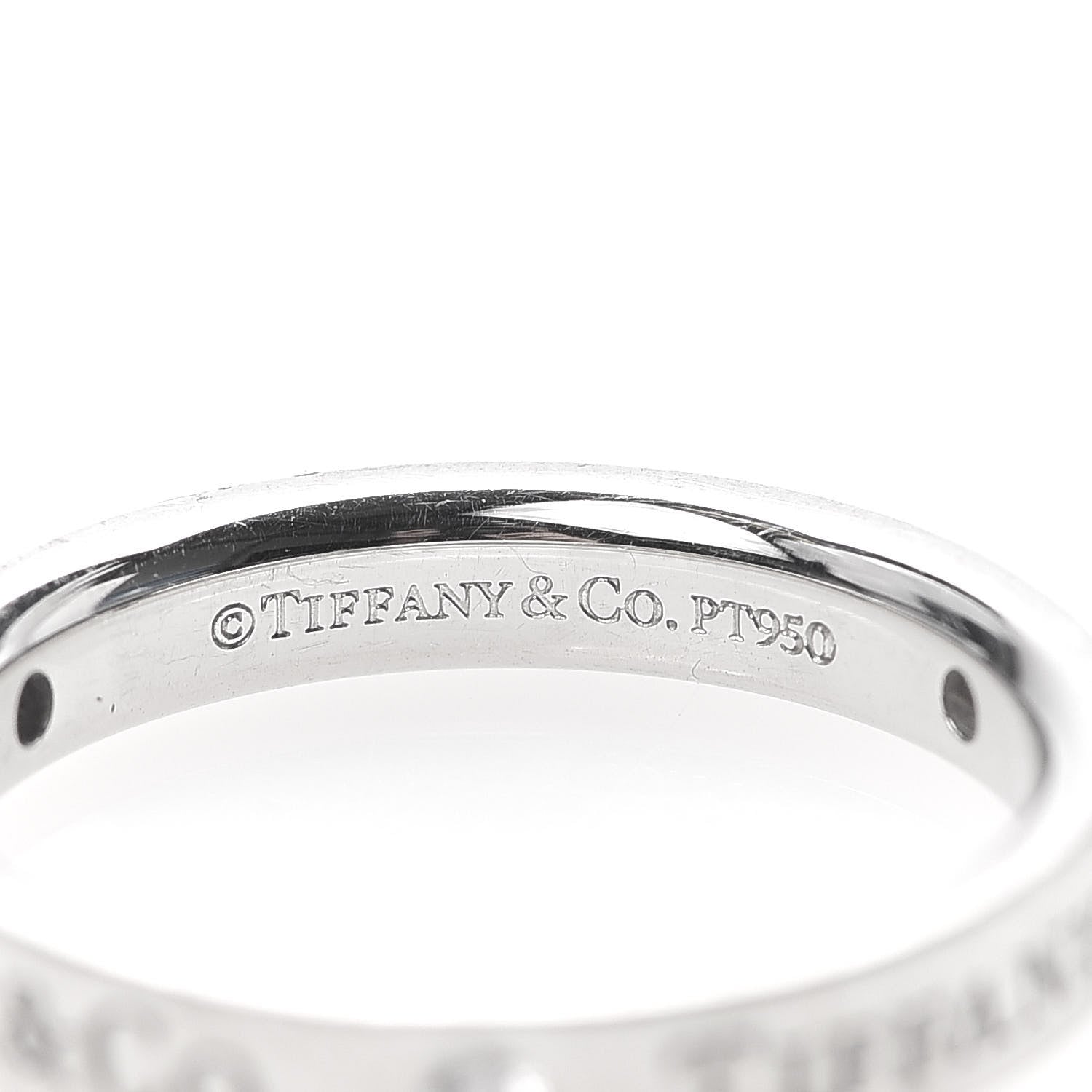 Tiffany Platinum Diamond Logo Band Ring 49 5 5 of 5