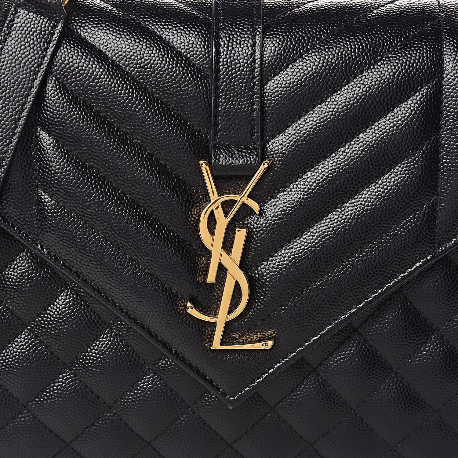 Saint Laurent Grain De Poudre Textured Mixed Matelasse Triquilt Medium Monogram Satchel Black 11 of 11