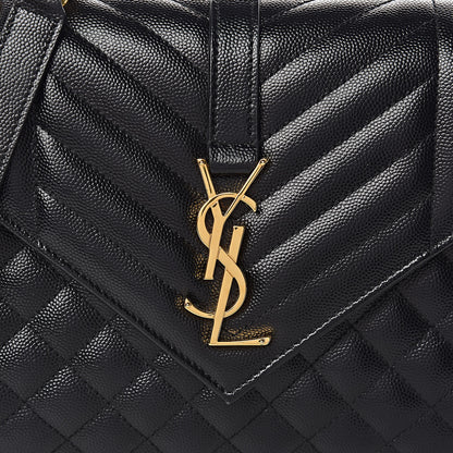 Saint Laurent Grain De Poudre Textured Mixed Matelasse Triquilt Medium Monogram Satchel Black 11 of 11