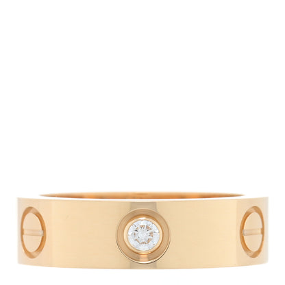 Cartier 18K Yellow Gold 3 Diamond 5.5mm LOVE Ring 53 6.5 1 of 5