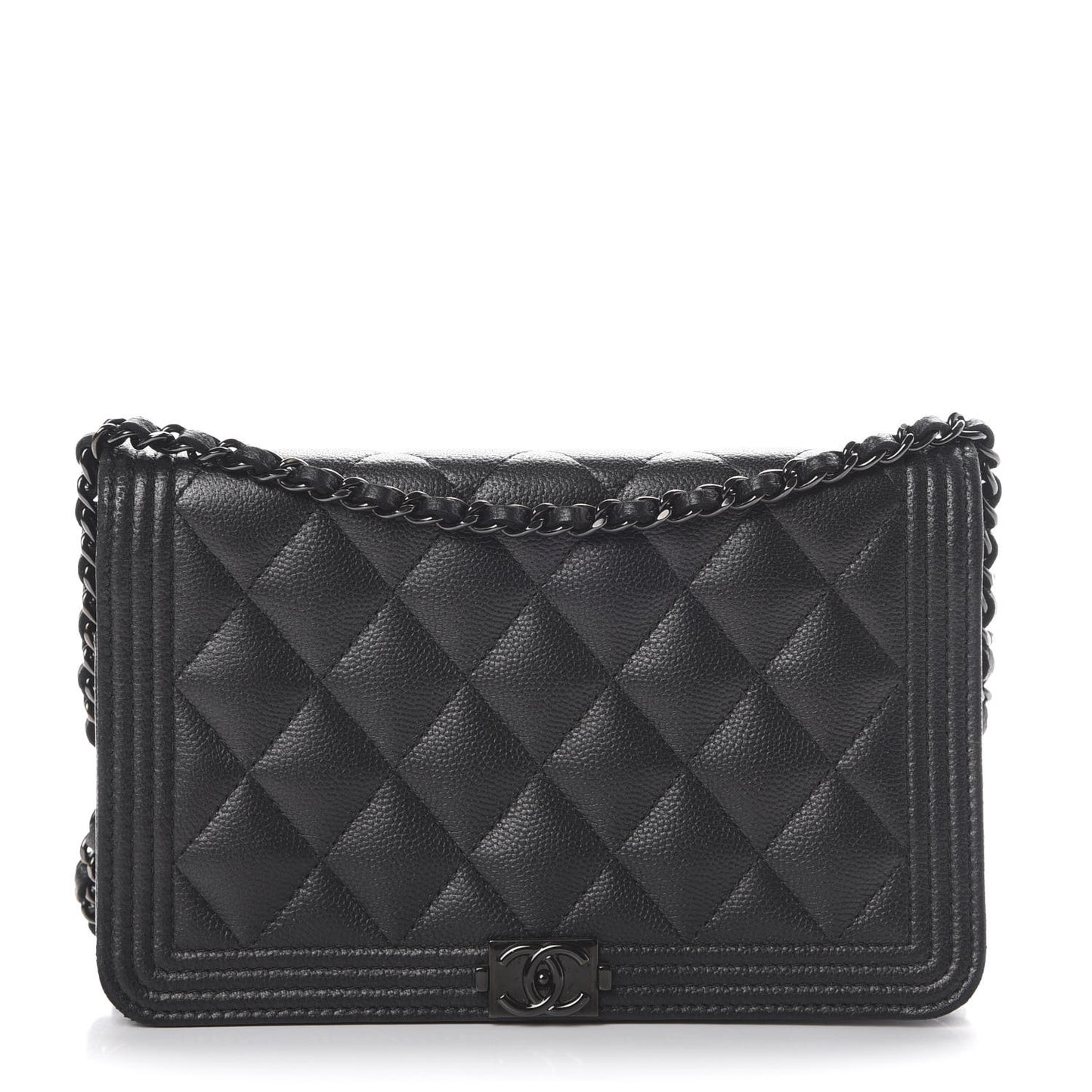 Caviar Quilted Boy Wallet On Chain WOC So Black