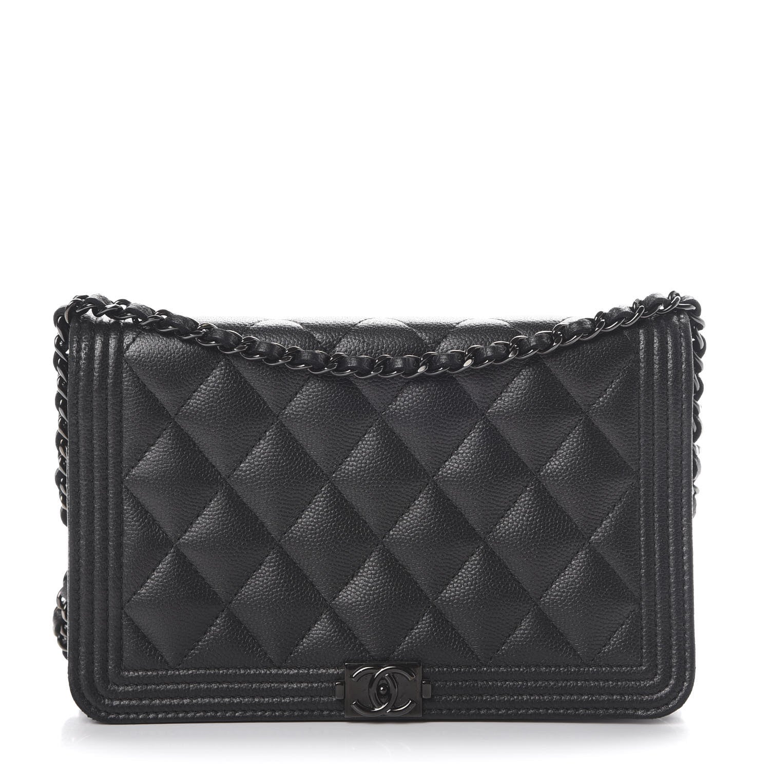 Chanel Caviar Quilted Boy Wallet On Chain WOC So Black 1 of 16
