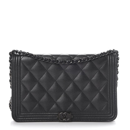 Chanel Caviar Quilted Boy Wallet On Chain WOC So Black 1 of 16
