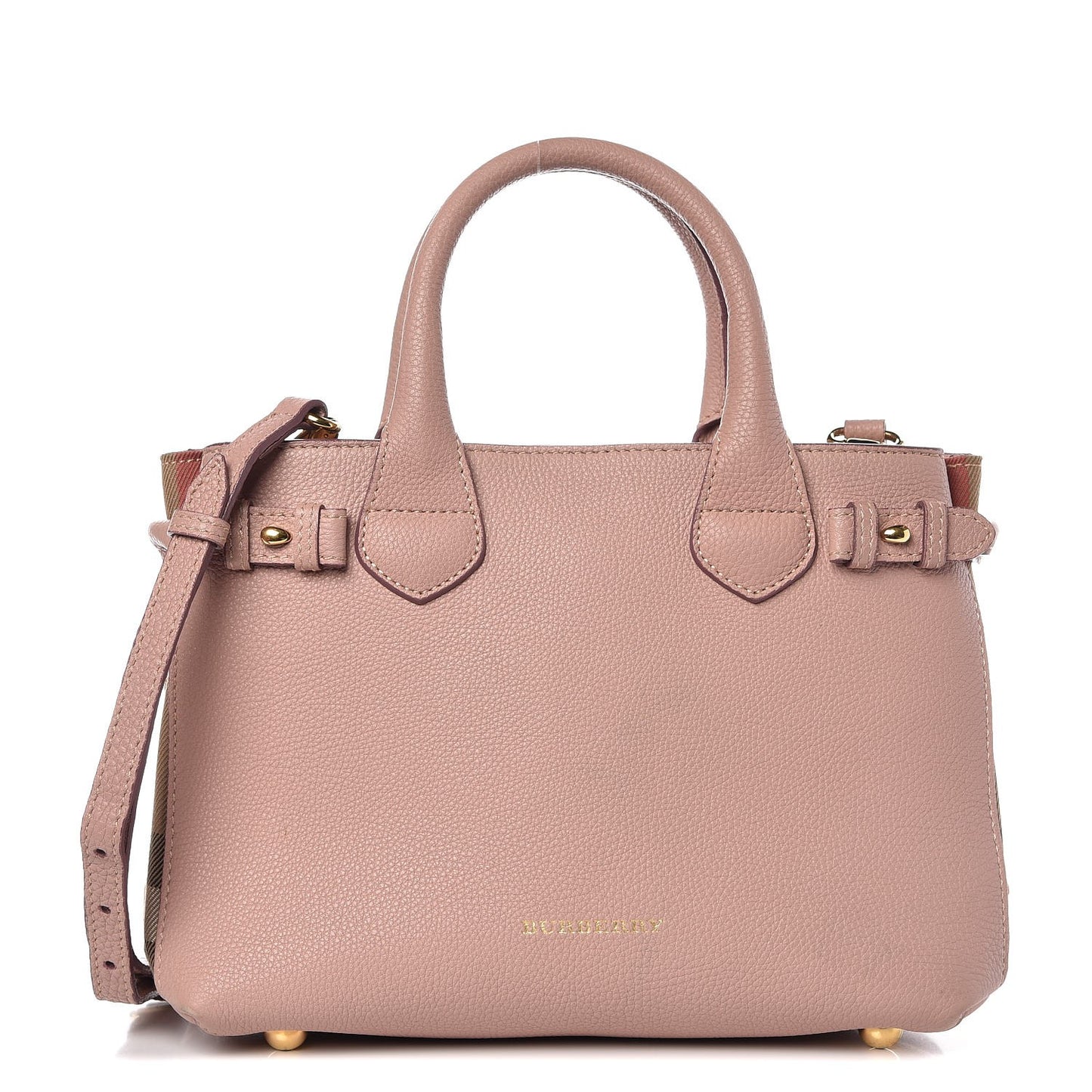 Grainy Calfskin House Check Small Banner Tote Pale Orchid