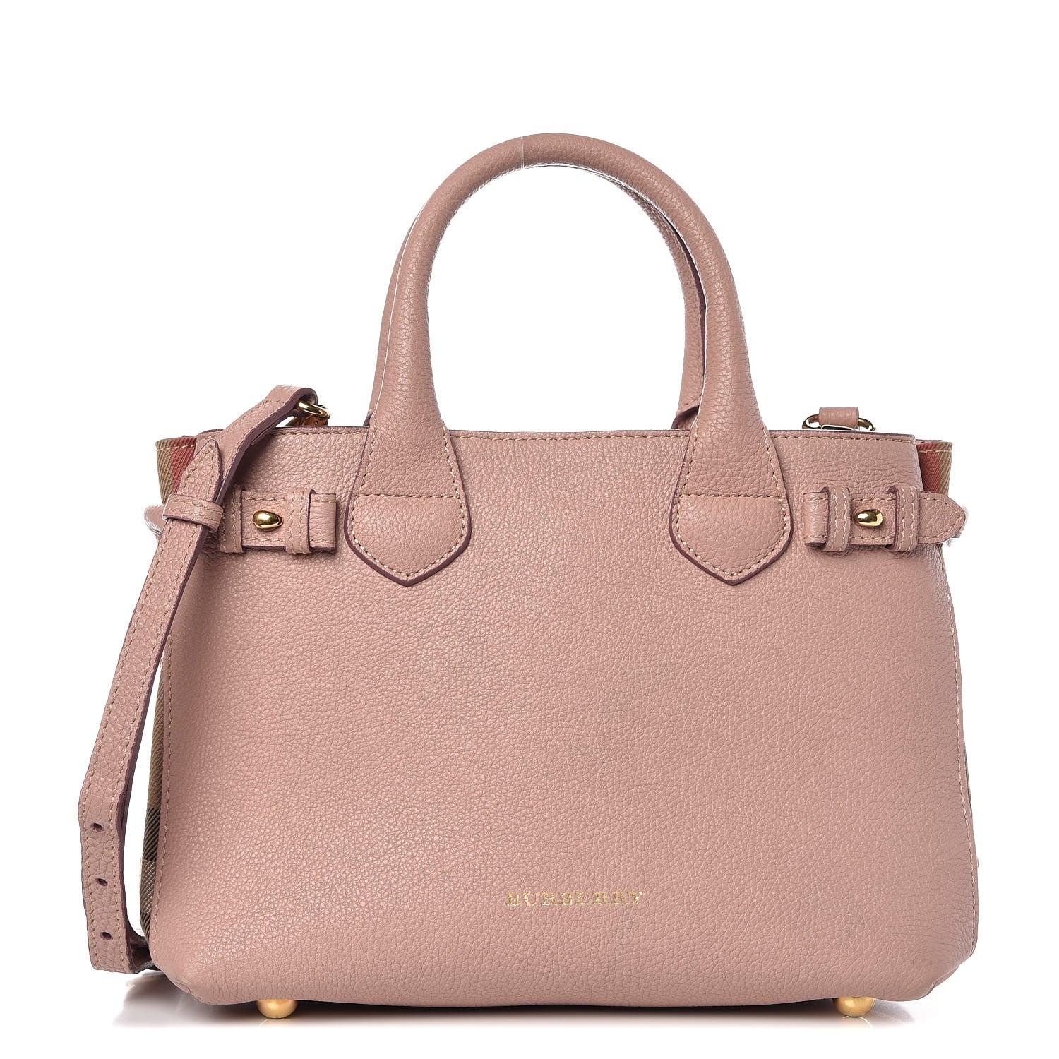 Burberry Grainy Calfskin House Check Small Banner Tote Pale Orchid 1 of 12