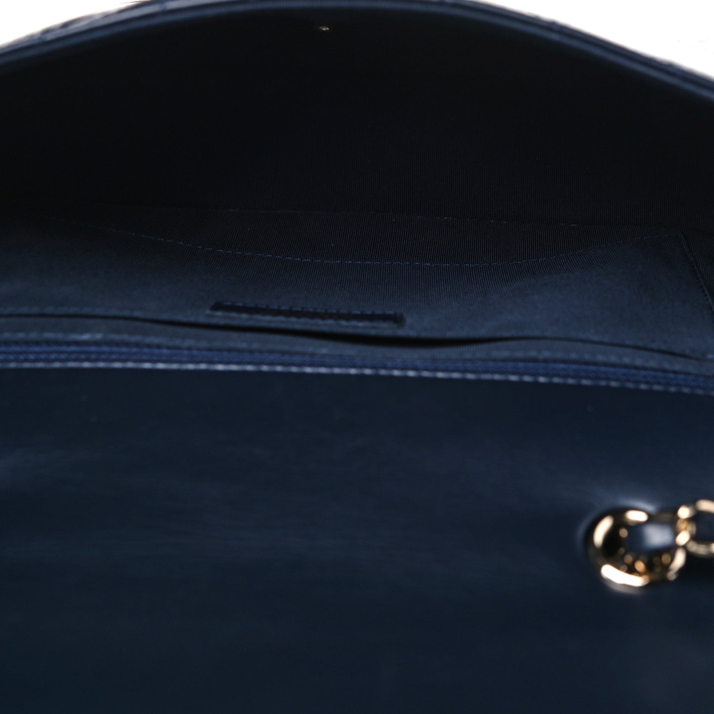 Calfskin Chevron Quilted Medium Statement Flap Navy Blue