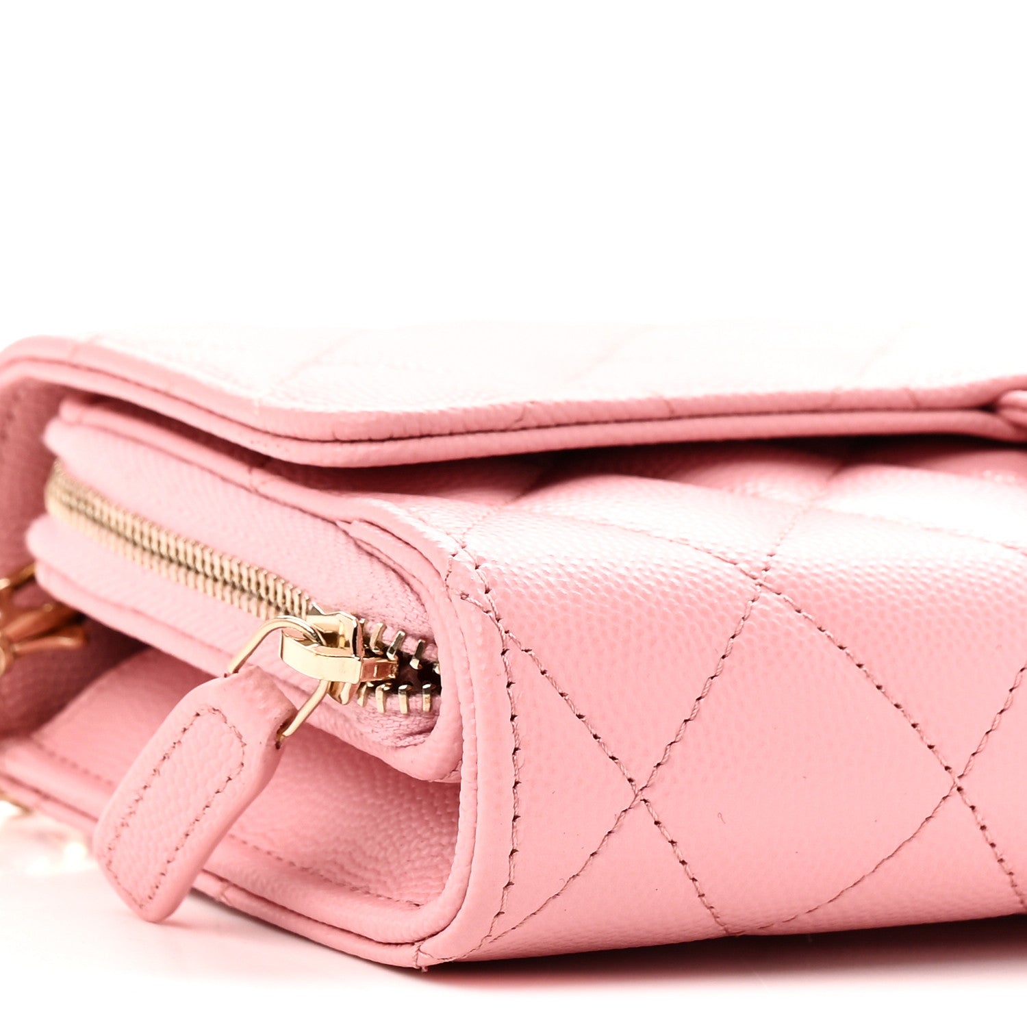 Chanel Caviar Quilted Phone Holder Wallet on Removable Chain Pink 11 of 13