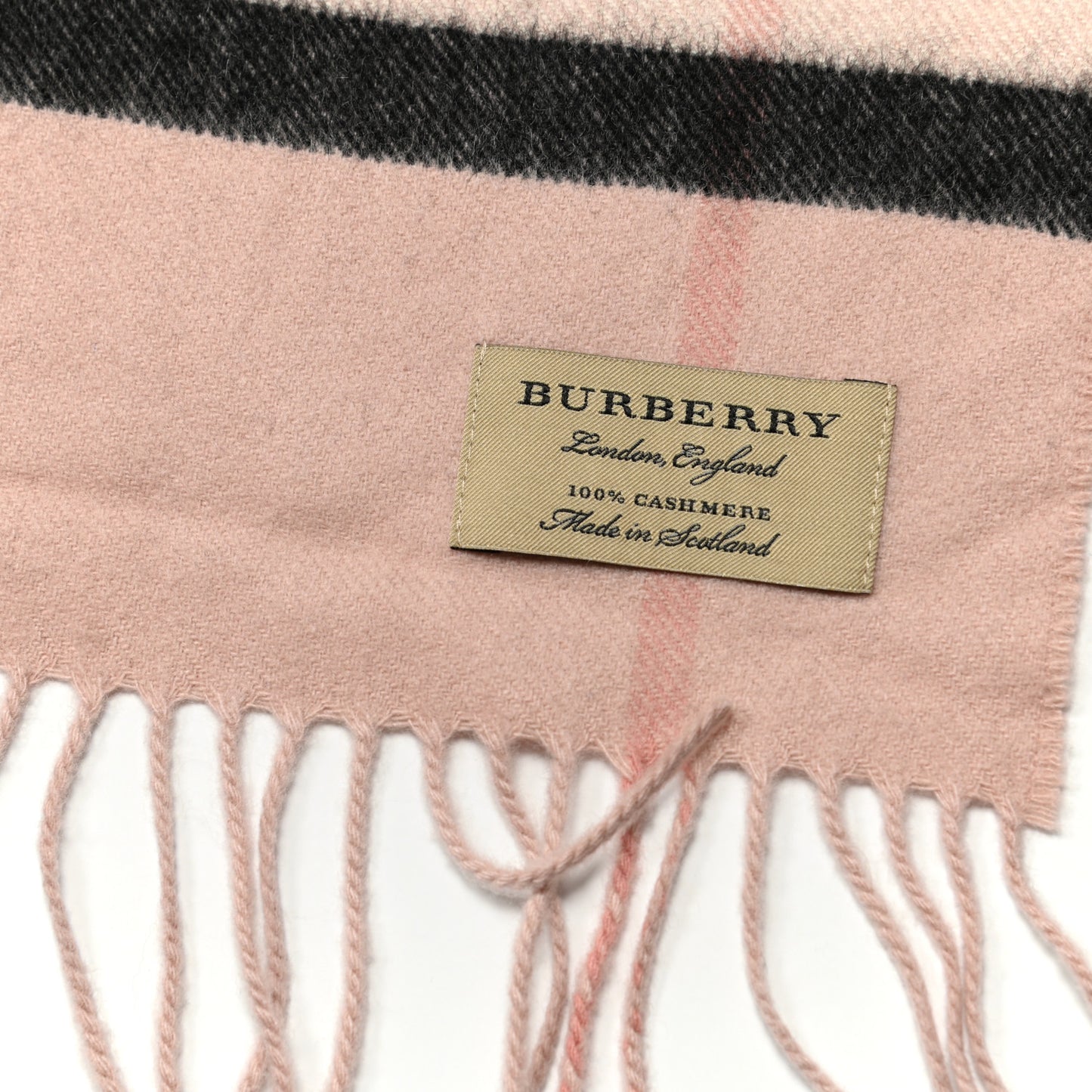 Cashmere Giant Heritage Check Fringe Scarf Ash Rose