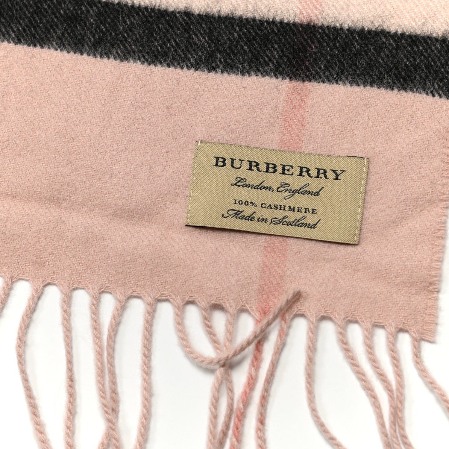 Burberry Cashmere Giant Heritage Check Fringe Scarf Ash Rose 3 of 4