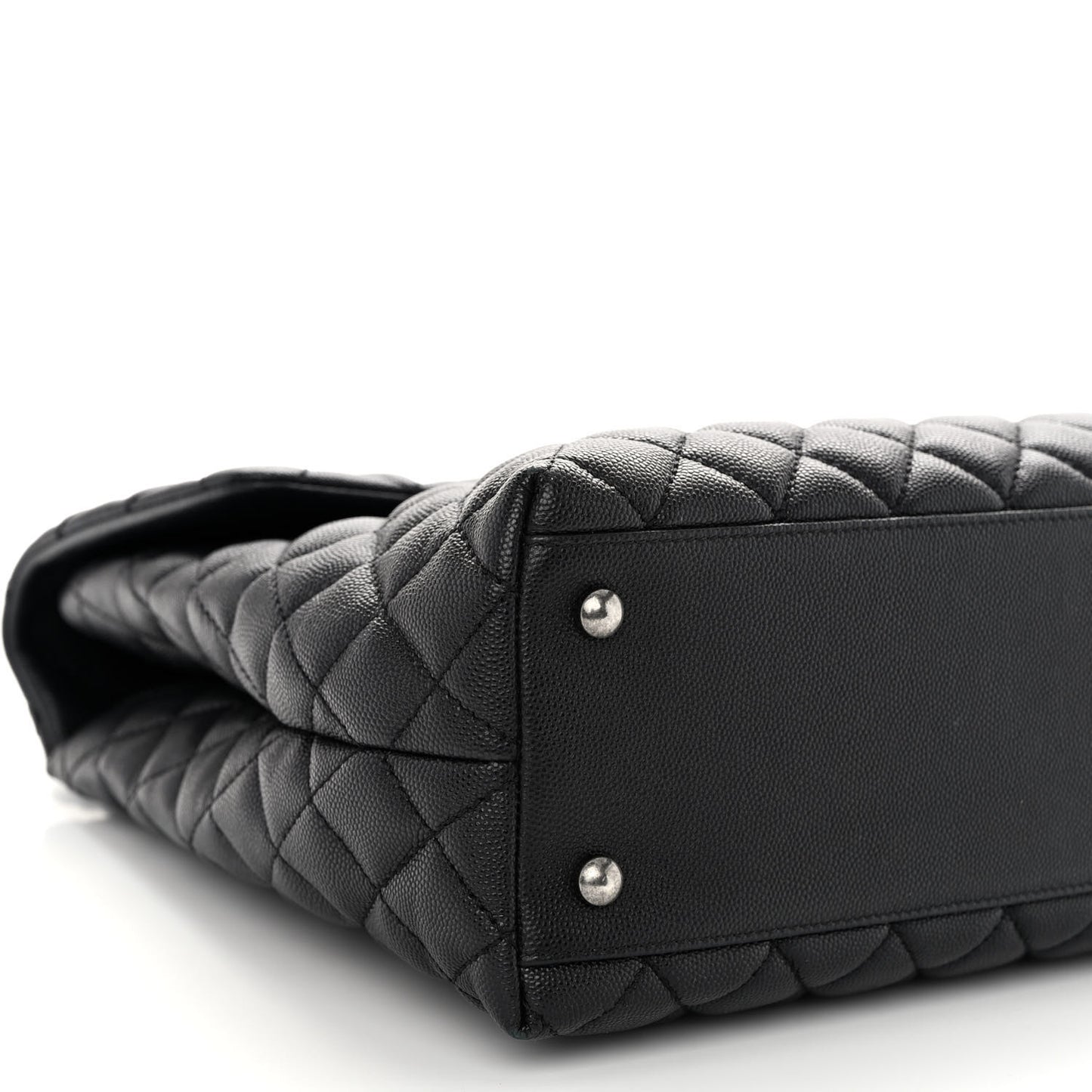 Caviar Quilted Large Coco Handle Flap Black