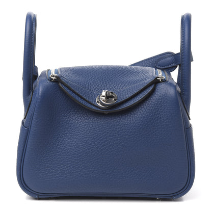 Hermes Taurillon Clemence Mini Lindy 20 Deep Bleu 1 of 9