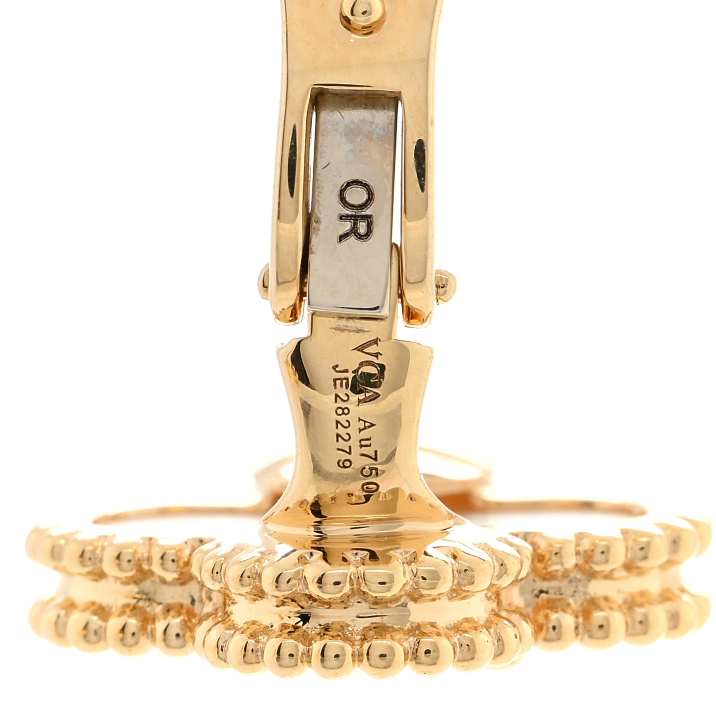 18K Yellow Gold Mother of Pearl Vintage Alhambra Earrings