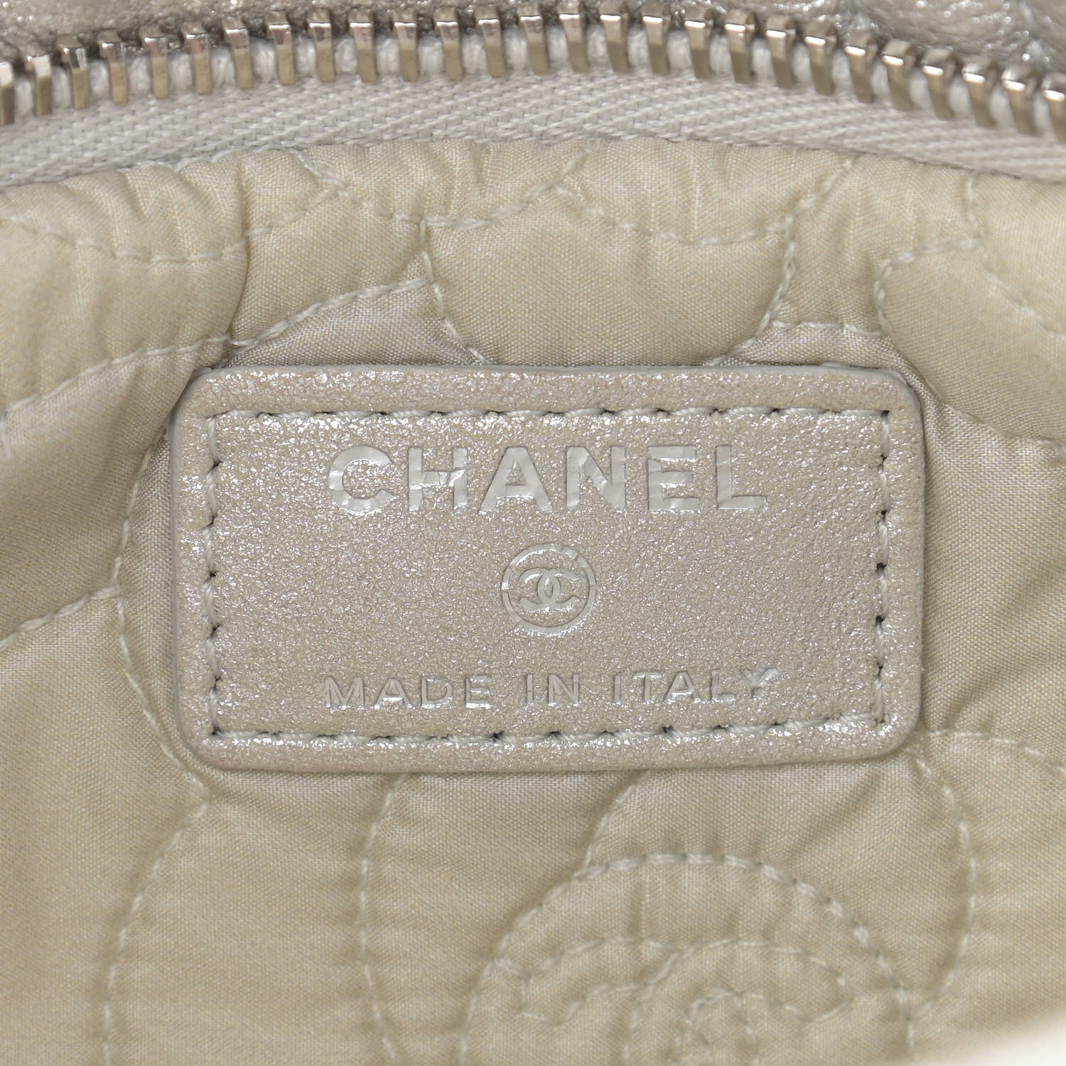 Chanel Metallic Lambskin Camellia Chain Pouch Silver 6 of 14