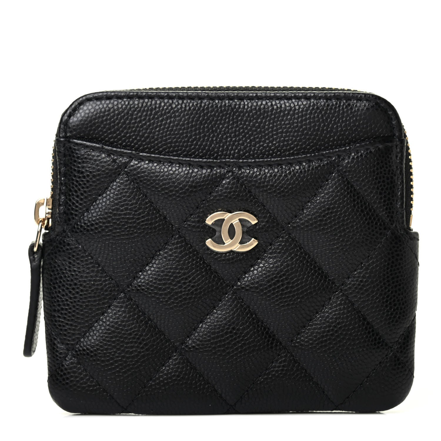Chanel Caviar Quilted Zip Card Holder Wallet Black 1 of 8