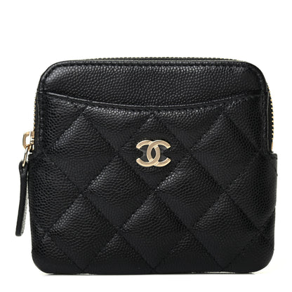 Chanel Caviar Quilted Zip Card Holder Wallet Black 1 of 8