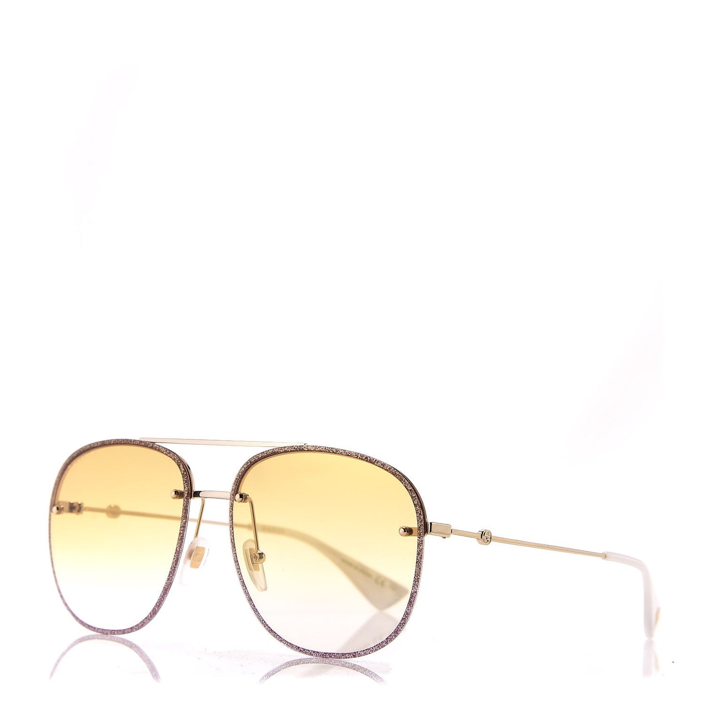 Metal Glitter Aviator Sunglasses G0227S Pink Gold