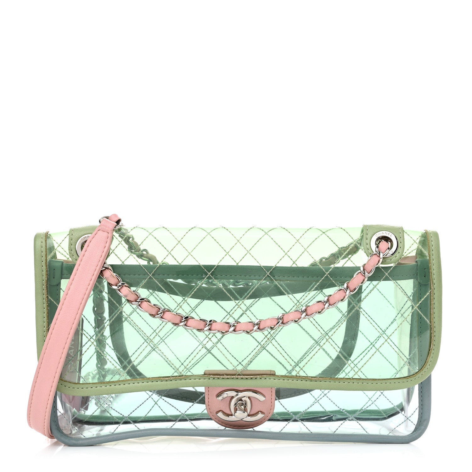 Chanel Lambskin PVC Quilted Medium Coco Splash Flap Blue Green 1 of 12
