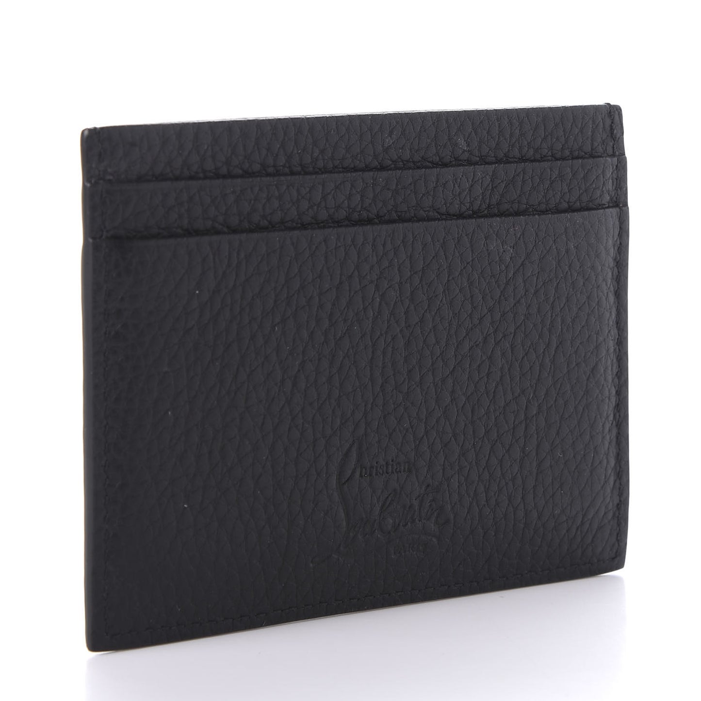 Grained Calfskin Kios Star Studded Card Holder Black