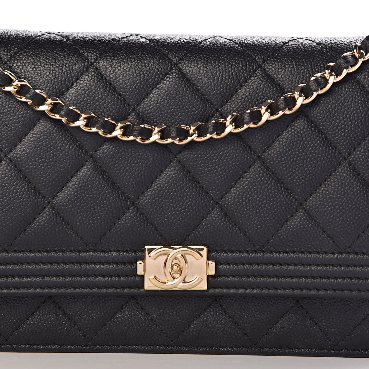Caviar Quilted Boy Wallet On Chain WOC Black