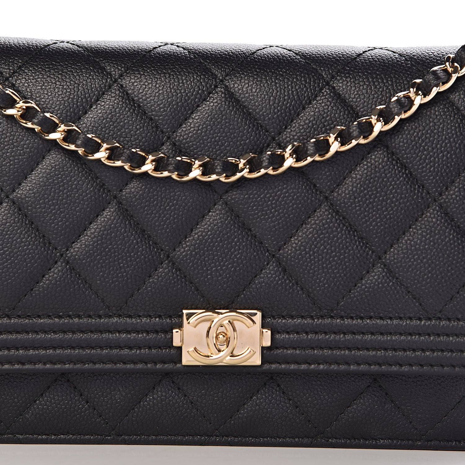 Chanel Caviar Quilted Boy Wallet On Chain WOC Black 11 of 12