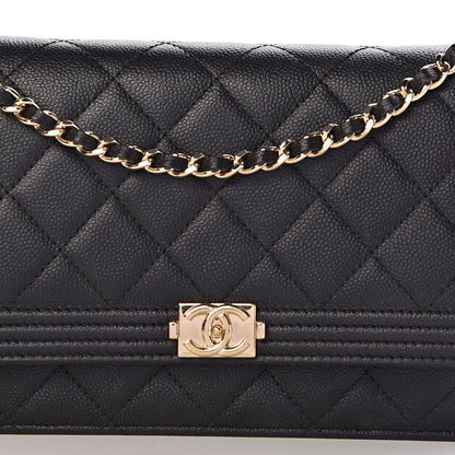 Chanel Caviar Quilted Boy Wallet On Chain WOC Black 11 of 12