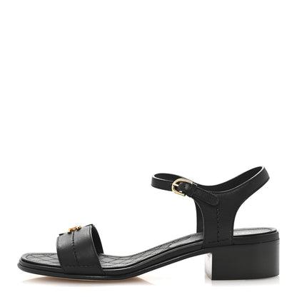 Chanel Calfskin CC Ankle Strap Sandals 40 Black 1 of 9