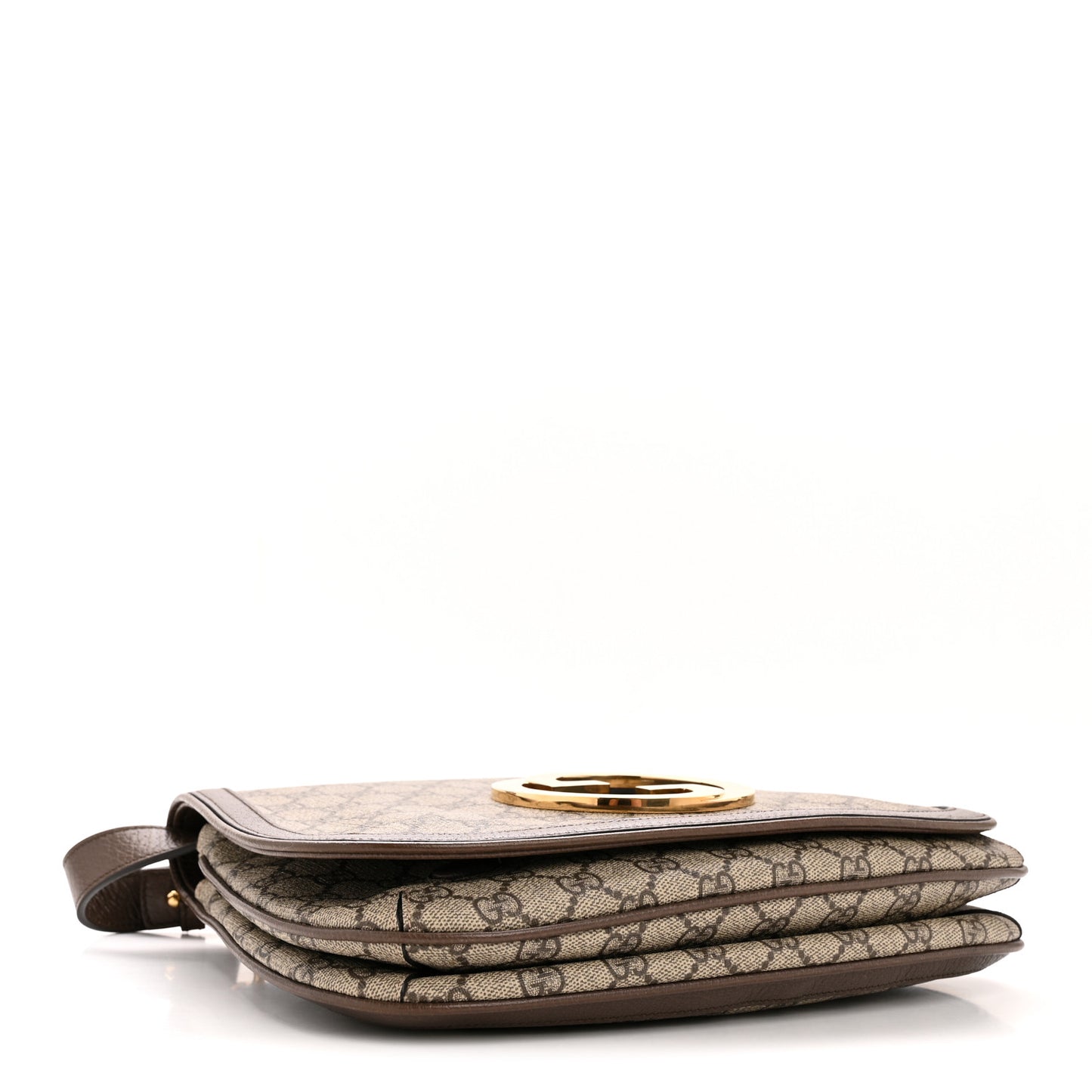 GG Supreme Monogram Textured Dollar Calfskin Web Medium Blondie Top Handle Shoulder Flap Bag Beige Ebony New Acero