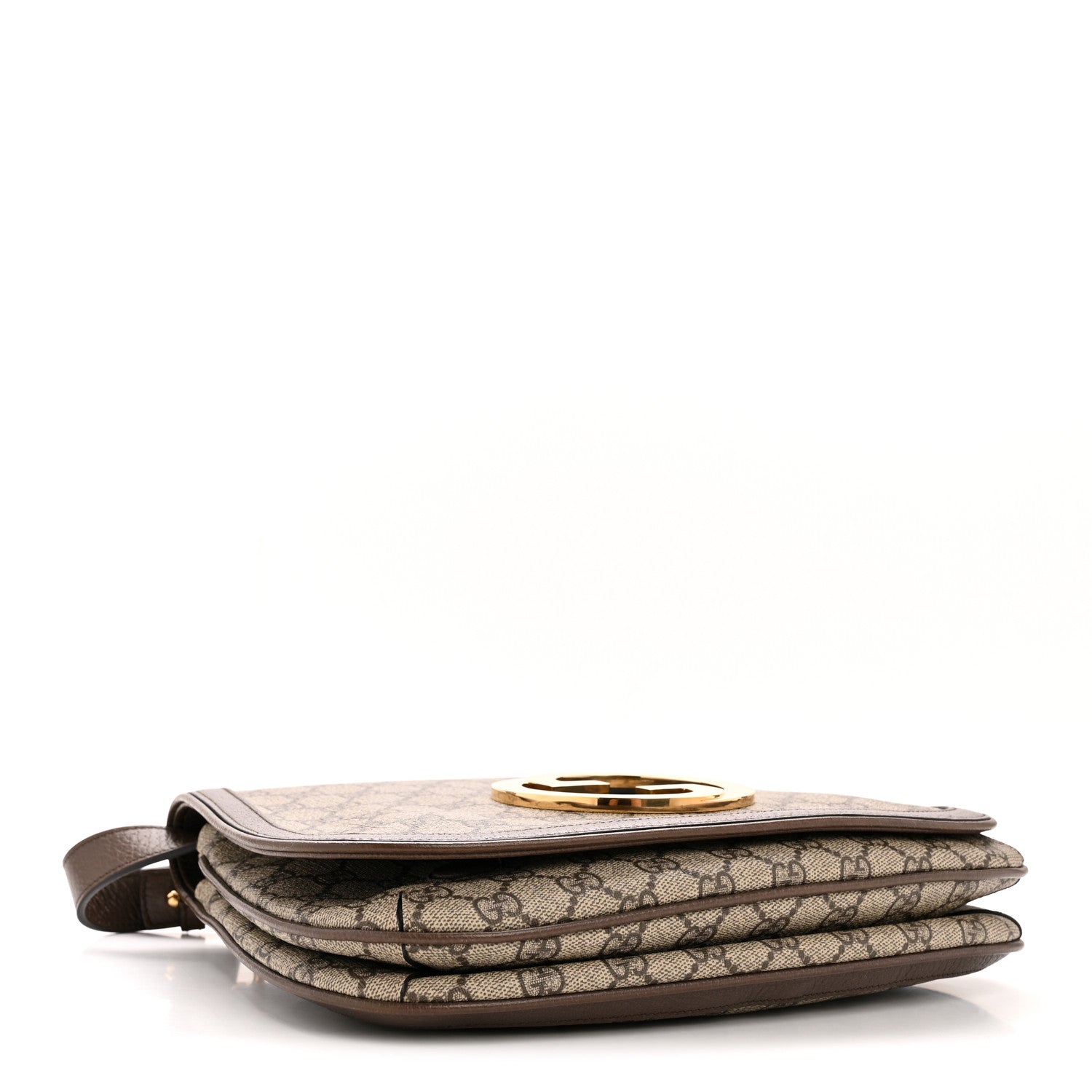 Gucci GG Supreme Monogram Textured Dollar Calfskin Web Medium Blondie Top Handle Shoulder Flap Bag Beige Ebony New Acero 4 of 12