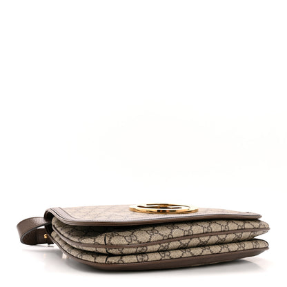 Gucci GG Supreme Monogram Textured Dollar Calfskin Web Medium Blondie Top Handle Shoulder Flap Bag Beige Ebony New Acero 4 of 12