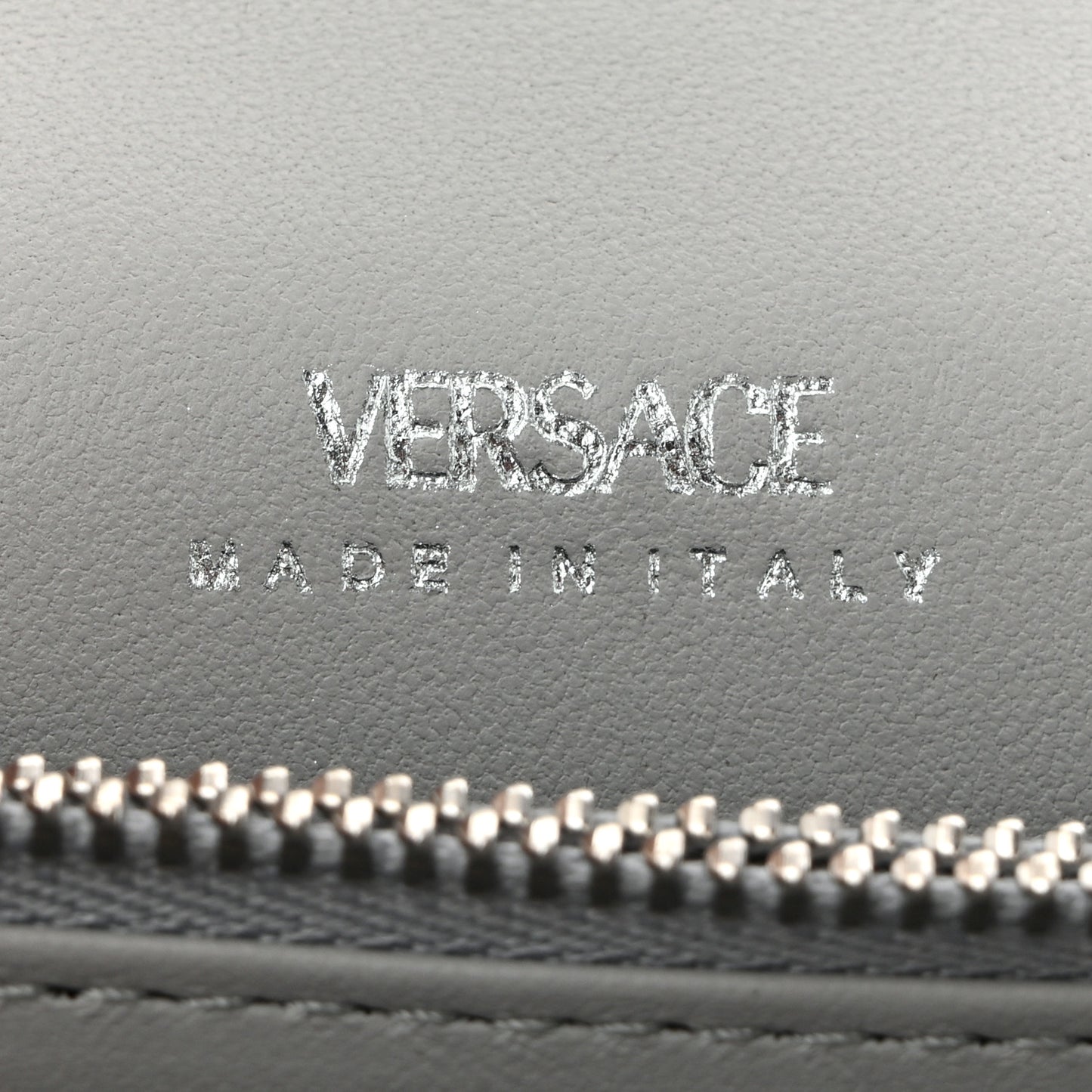 Metallic Crocodile Embossed Calfskin Greca Goddess Wallet On Chain Silver