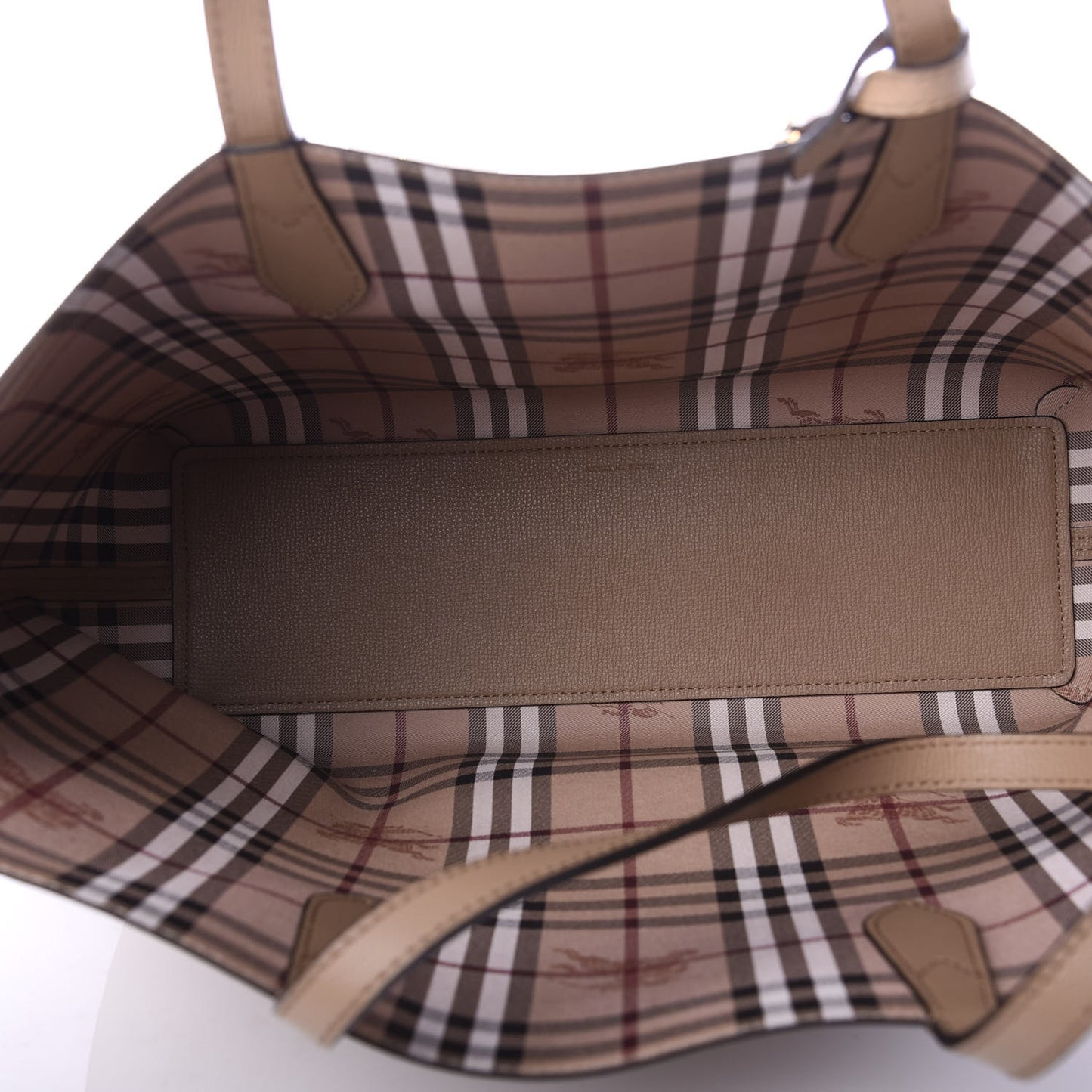 Grainy Calfskin Haymarket Check Medium Reversible Tote Camel