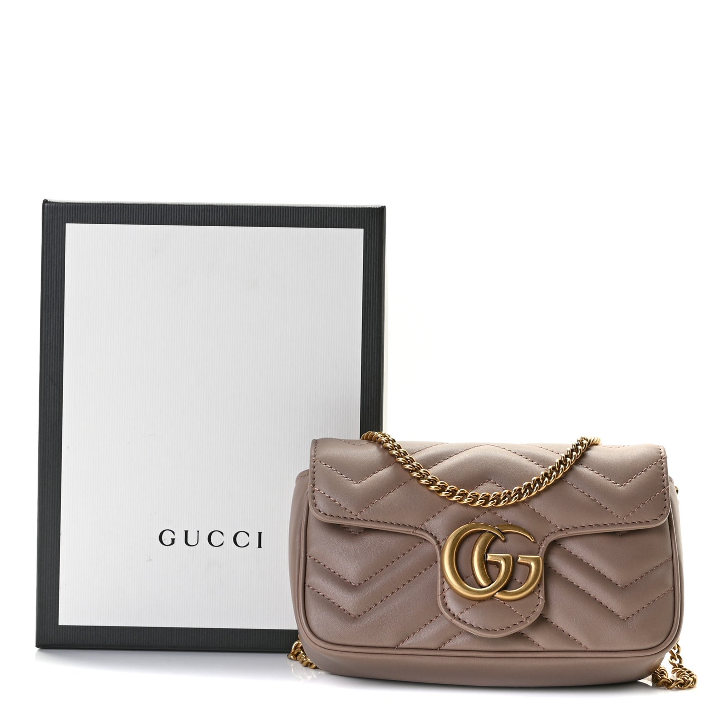 Calfskin Matelasse Super Mini GG Marmont Shoulder Bag Porcelain Rose