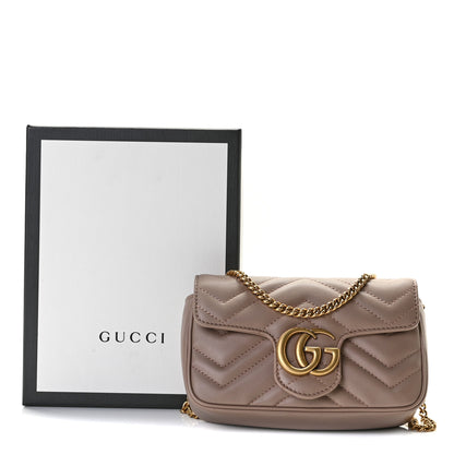 Gucci Calfskin Matelasse Super Mini GG Marmont Shoulder Bag Porcelain Rose 8 of 8