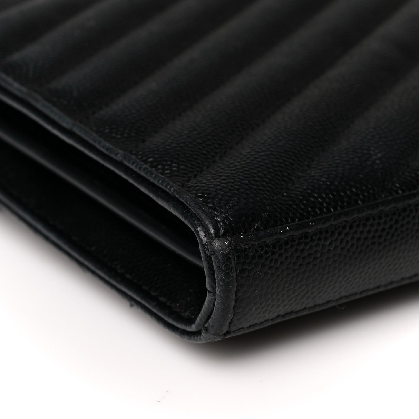 Grain De Poudre Matelasse Chevron Monogram Chain Wallet Black