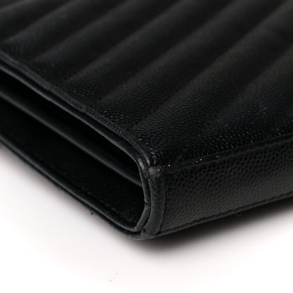 Saint Laurent Grain De Poudre Matelasse Chevron Monogram Chain Wallet Black 11 of 12