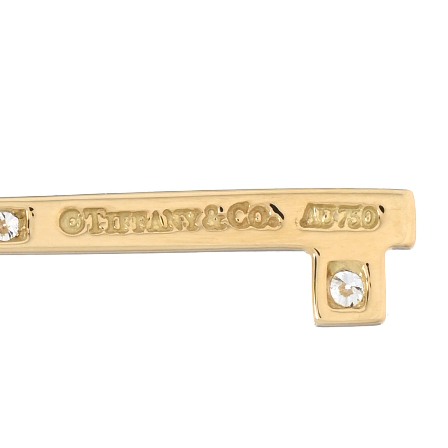 18K Yellow Gold Diamond Mini Vintage Oval Key Pendant