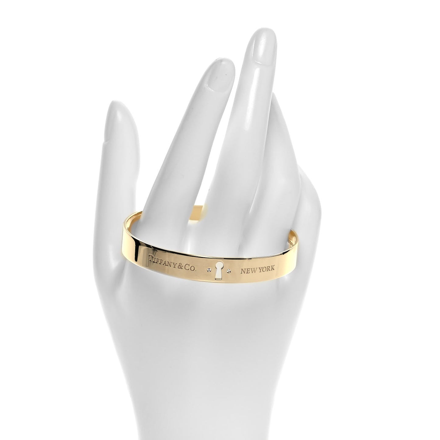 18K Yellow Gold Diamond Narrow Locks Bangle Bracelet