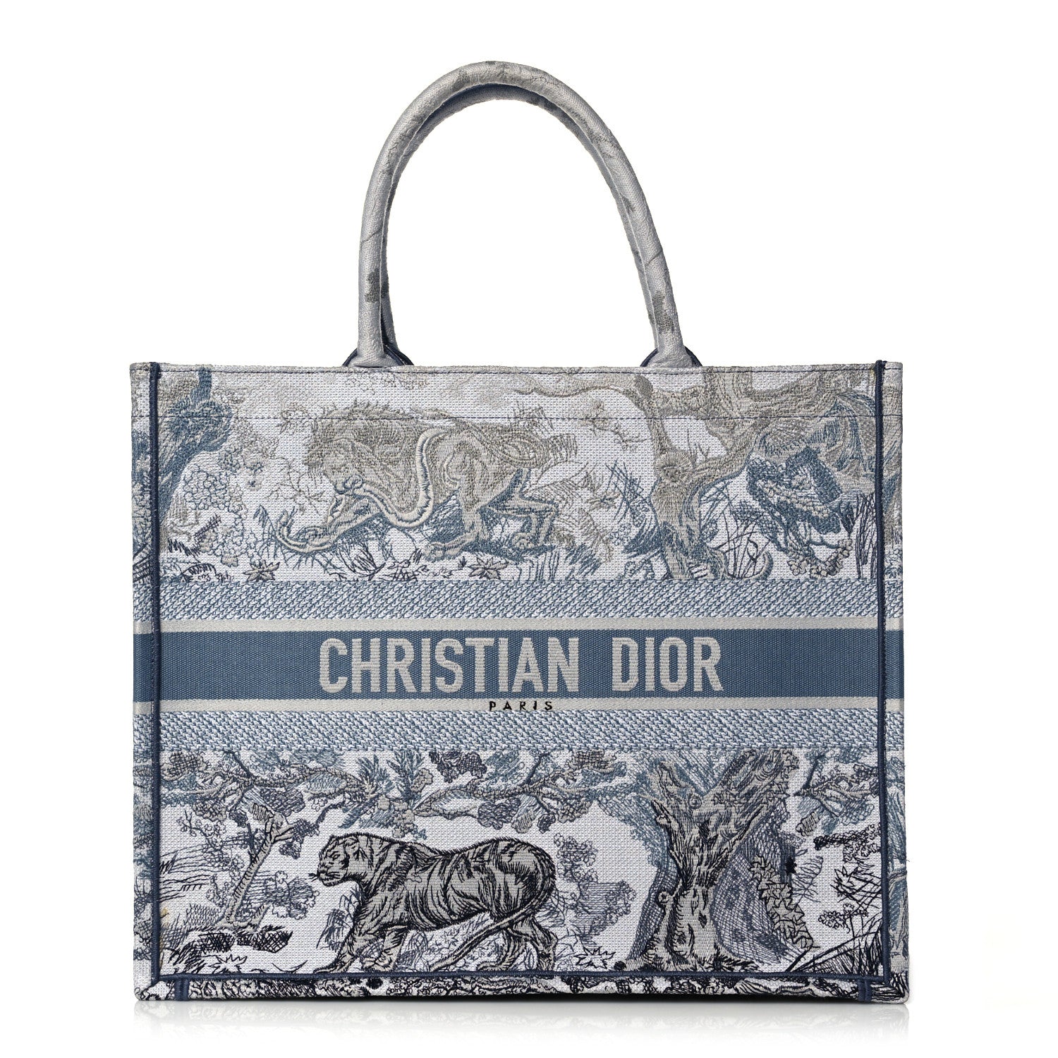 Christian Dior Gradient Canvas Embroidered Large Dioriviera Toile De Jouy Book Tote Blue 1 of 12