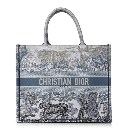 Christian Dior Gradient Canvas Embroidered Large Dioriviera Toile De Jouy Book Tote Blue 1 of 12