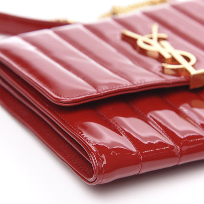 Saint Laurent Patent Calfskin Matelasse Vicky Chain Wallet Rouge Eros 7 of 10